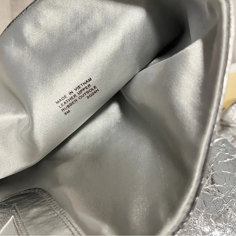 Michael Kors Kelsea Silver Leather Metallic Crush Slouchy Thigh High Boot 8 - Picture 7 of 11